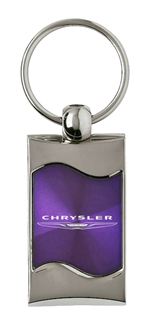 Premium Chrome Spun Wave Purple Chrysler Genuine Logo Emblem Key Chain Fob Ring