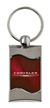 Premium Chrome Spun Wave Burgundy Chrysler Genuine Logo Emblem Key Chain Ring
