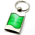 Premium Chrome Spun Wave Green Chrysler Genuine Logo Emblem Key Chain Fob Ring