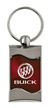 Premium Chrome Spun Wave Burgundy Buick Genuine Logo Key Chain Fob Ring