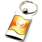 Premium Chrome Spun Wave Orange Buick Genuine Logo Key Chain Fob Ring