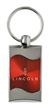 Premium Chrome Spun Wave Red Lincoln Genuine Logo Key Chain Fob Ring