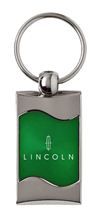 Premium Chrome Spun Wave Green Lincoln Genuine Logo Key Chain Fob Ring