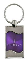 Premium Chrome Spun Wave Purple Lincoln Genuine Logo Key Chain Fob Ring