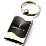 Premium Chrome Spun Wave Black Lincoln LS Genuine Logo Key Chain Fob Ring