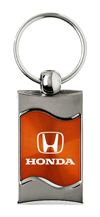 Premium Chrome Spun Wave Orange Honda H Genuine Logo Key Chain Fob Ring