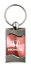 Premium Chrome Spun Wave Pink Honda H Genuine Logo Key Chain Fob Ring