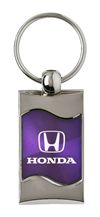 Premium Chrome Spun Wave Purple Honda H Genuine Logo Key Chain Fob Ring