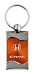 Premium Chrome Spun Wave Orange Honda Civic Genuine Logo Key Chain Fob Ring
