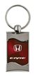 Premium Chrome Spun Wave Burgundy Honda Civic Genuine Logo Key Chain Fob Ring
