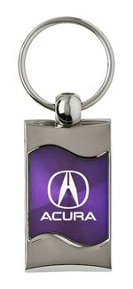 Premium Chrome Spun Wave Purple Acura A Genuine Logo Key Chain Fob Ring