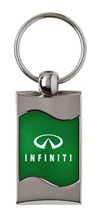 Premium Chrome Spun Wave Green Infiniti Genuine Logo Key Chain Fob Ring