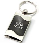 Premium Chrome Spun Wave Black Infiniti Q50 S Genuine Logo Key Chain Fob Ring