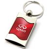 Premium Chrome Spun Wave Red Infiniti Q60 Genuine Logo Key Chain Fob Ring