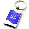 Premium Chrome Spun Wave Blue Infiniti Q60 Genuine Logo Key Chain Fob Ring