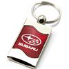 Premium Chrome Spun Wave Red Subaru Genuine Logo Key Chain Fob Ring