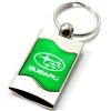 Premium Chrome Spun Wave Green Subaru Genuine Logo Key Chain Fob Ring