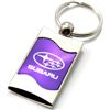 Premium Chrome Spun Wave Purple Subaru Genuine Logo Key Chain Fob Ring