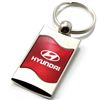 Premium Chrome Spun Wave Red Hyundai Genuine Logo Key Chain Fob Ring