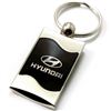 Premium Chrome Spun Wave Black Hyundai Genuine Logo Key Chain Fob Ring