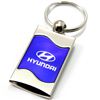 Premium Chrome Spun Wave Blue Hyundai Genuine Logo Key Chain Fob Ring