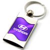 Premium Chrome Spun Wave Purple Hyundai Genuine Logo Key Chain Fob Ring