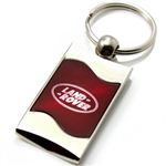 Premium Chrome Spun Wave Burgundy Land Rover Logo Key Chain Fob Ring