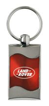 Premium Chrome Spun Wave Red Land Rover Logo Key Chain Fob Ring