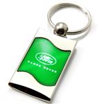 Premium Chrome Spun Wave Green Land Range Rover Logo Key Chain Fob Ring