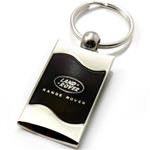 Premium Chrome Spun Wave Black Land Range Rover Logo Key Chain Fob Ring