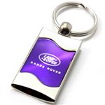 Premium Chrome Spun Wave Purple Land Range Rover Logo Key Chain Fob Ring