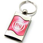 Premium Chrome Spun Wave Pink Fiat Logo Key Chain Fob Ring