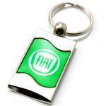 Premium Chrome Spun Wave Green Fiat Logo Key Chain Fob Ring