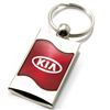 Premium Chrome Spun Wave Red Kia Logo Key Chain Fob Ring