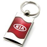 Premium Chrome Spun Wave Red Kia Logo Key Chain Fob Ring