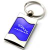 Premium Chrome Spun Wave Blue Jaguar Logo Key Chain Fob Ring