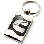 Premium Chrome Spun Wave Black Cummins Logo Key Chain Fob Ring