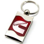 Premium Chrome Spun Wave Red Cummins Logo Key Chain Fob Ring