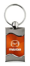 Premium Chrome Spun Wave Orange Mazda Logo Key Chain Fob Ring