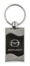 Premium Chrome Spun Wave Black Mazda Zoom-Zoom Logo Key Chain Fob Ring