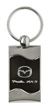 Premium Chrome Spun Wave Black Mazda Miata Logo Key Chain Fob Ring