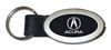 Genuine Black Leather Oval Silver Acura Logo Key Chain Fob Ring