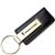 Genuine Black Leather Rectangular Silver Pontiac Logo Key Chain Fob Ring