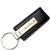 Genuine Black Leather Rectangular Silver Lincoln Logo Key Chain Fob Ring