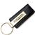 Genuine Black Leather Rectangular Silver Chrysler Logo Key Chain Fob Ring