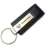 Black Leather Rectangular Ford Mustang 45 Year Anniversary Logo Key Chain Ring