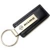 Genuine Black Leather Rectangular Silver Nissan Nismo Logo Key Chain Fob Ring