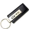 Genuine Black Leather Rectangular Silver Infiniti M35 Logo Key Chain Fob Ring