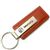 Genuine Brown Leather Rectangular Silver Mercury Logo Key Chain Fob Ring