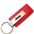 Genuine Red Leather Rectangular Silver Jeep Logo Key Chain Fob Ring